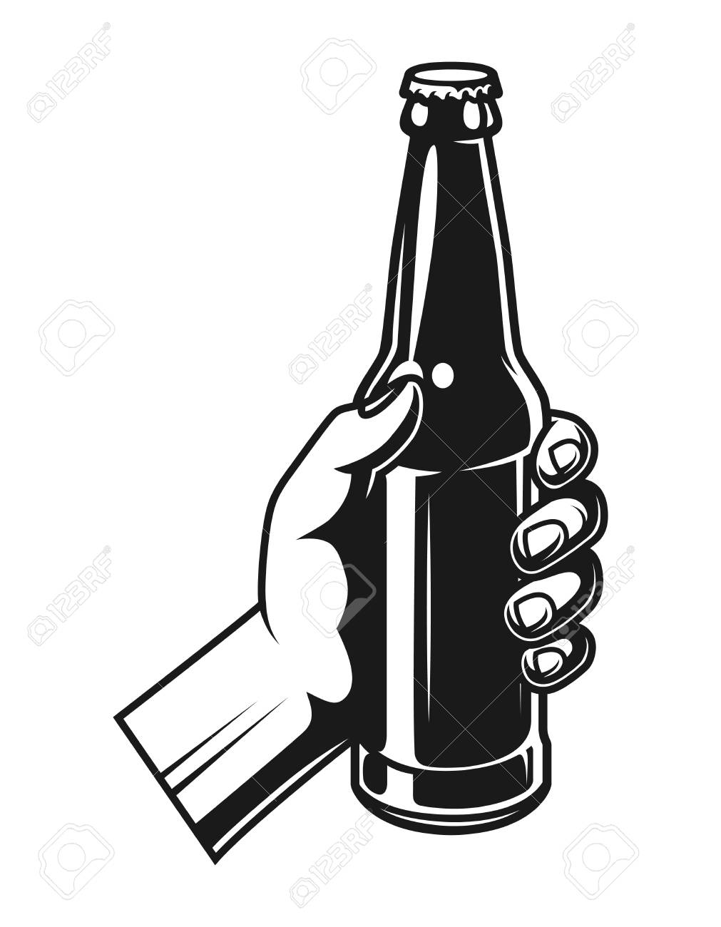 Vintage Hand Holding Beer Bottle Royalty Free Cliparts Vectors And Stock Illustration Image 104071690
