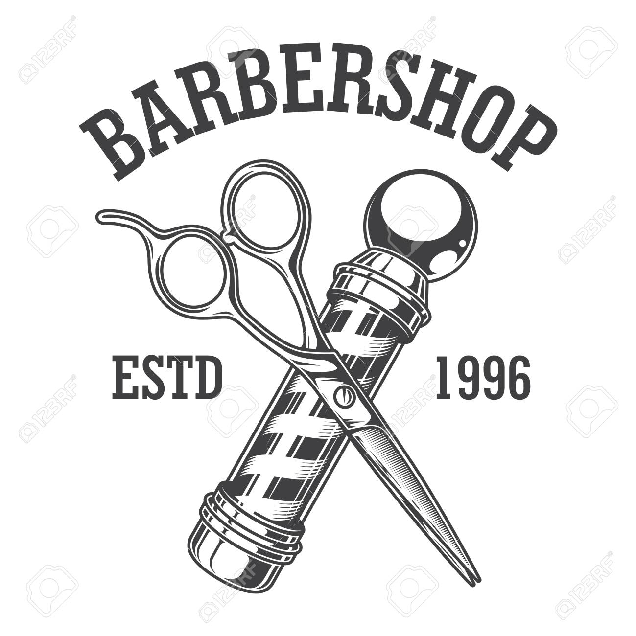 Vintage Barbershop Monochrome Emblem With Crossed Scissors And Royalty Free Cliparts Vectors And Stock Illustration Image 104071882 The best selection of royalty free barber pole drawing vector art, graphics and stock illustrations. vintage barbershop monochrome emblem with crossed scissors and