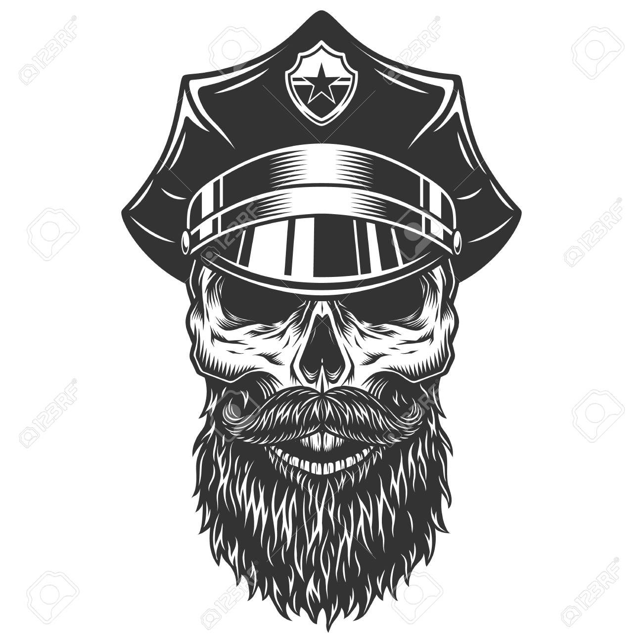 skull in the policeman hat royalty free cliparts vectors and stock