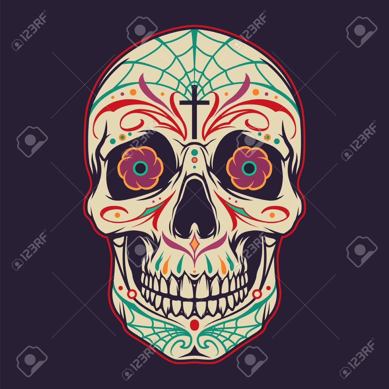 Neceser Ma Halloween Seamless Pattern Mexican Sugar Skull Neceser Ma Halloween Seamless Pattern Mexican Sugar Skull