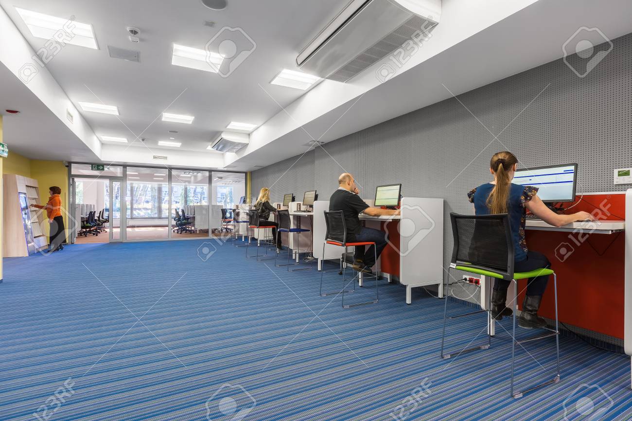 Modern University Interior With Functional Workstations With.. Stock ... Modern University Interior With Functional Workstations With.. Stock ...