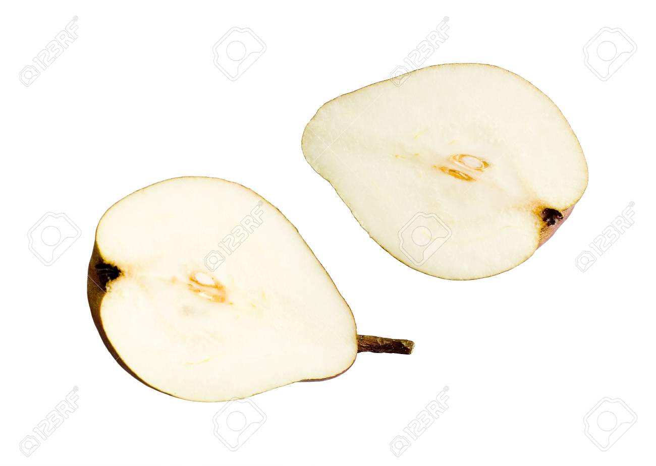 bisect pear on white