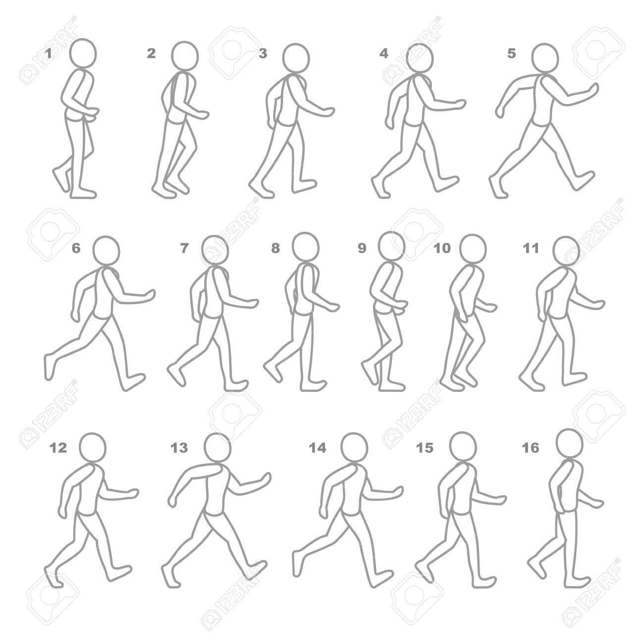 ゲームのアニメーション シーケンスを歩くステップ動き人間の段階 ベクトル イラスト の写真素材 画像素材 Image