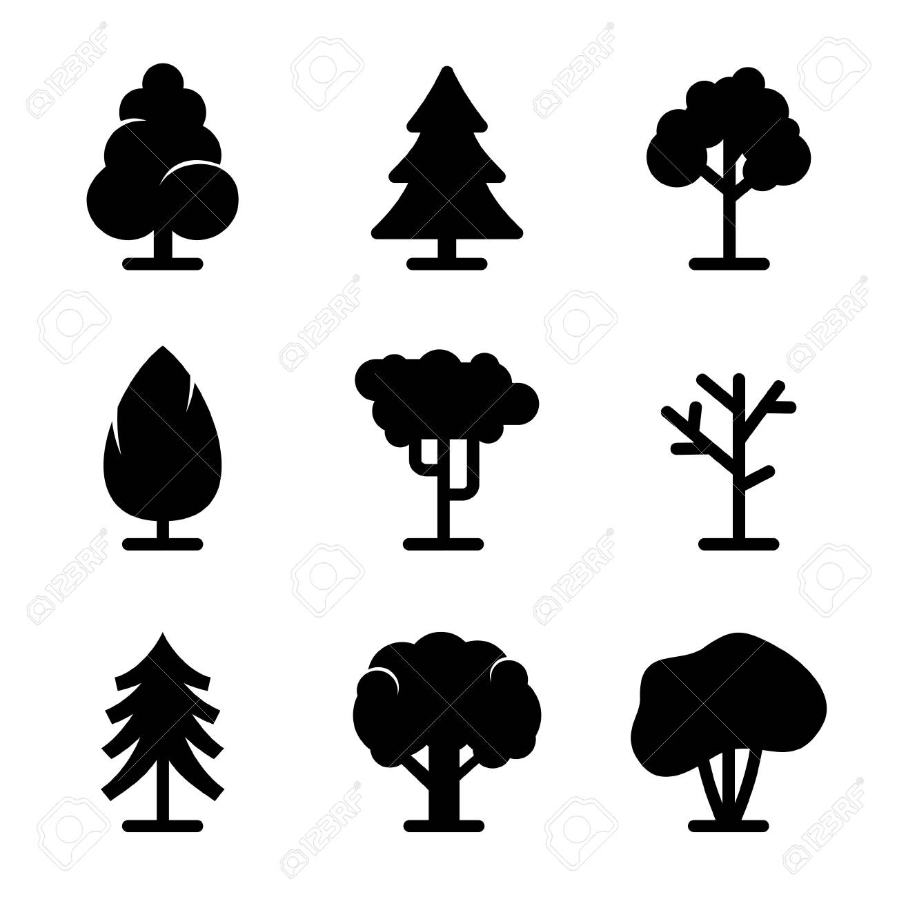 Tree Icons Set On White Background Stock Photo Picture And Royalty Free Image Image