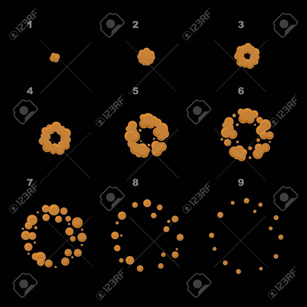 アニメーション シーケンスを爆発します 漫画爆発フレーム ベクトル図 のイラスト素材 ベクタ Image 5745