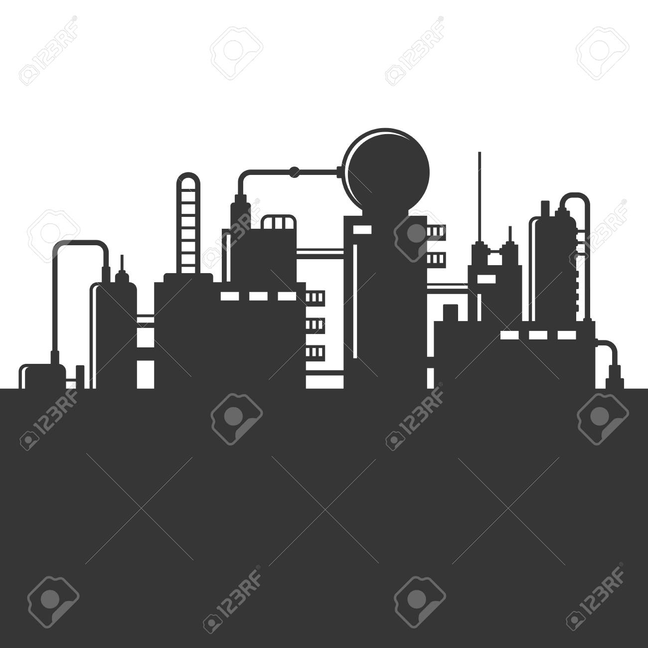 石油精製プラントシルエットベクトルイラストのイラスト素材 ベクタ Image 石油精製プラントシルエットベクトルイラストのイラスト素材 ベクタ Image