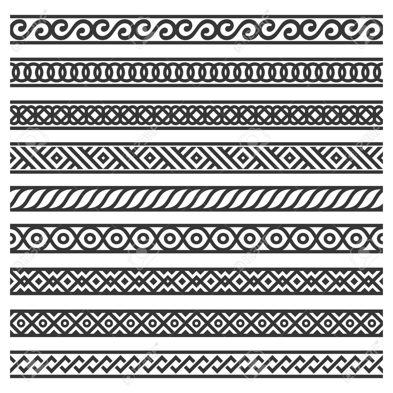 Border Decoration Seamless Patterns Set On White Background. Vector Royalty  Free SVG, Cliparts, Vectors, And Stock Illustration. Image 107671058.