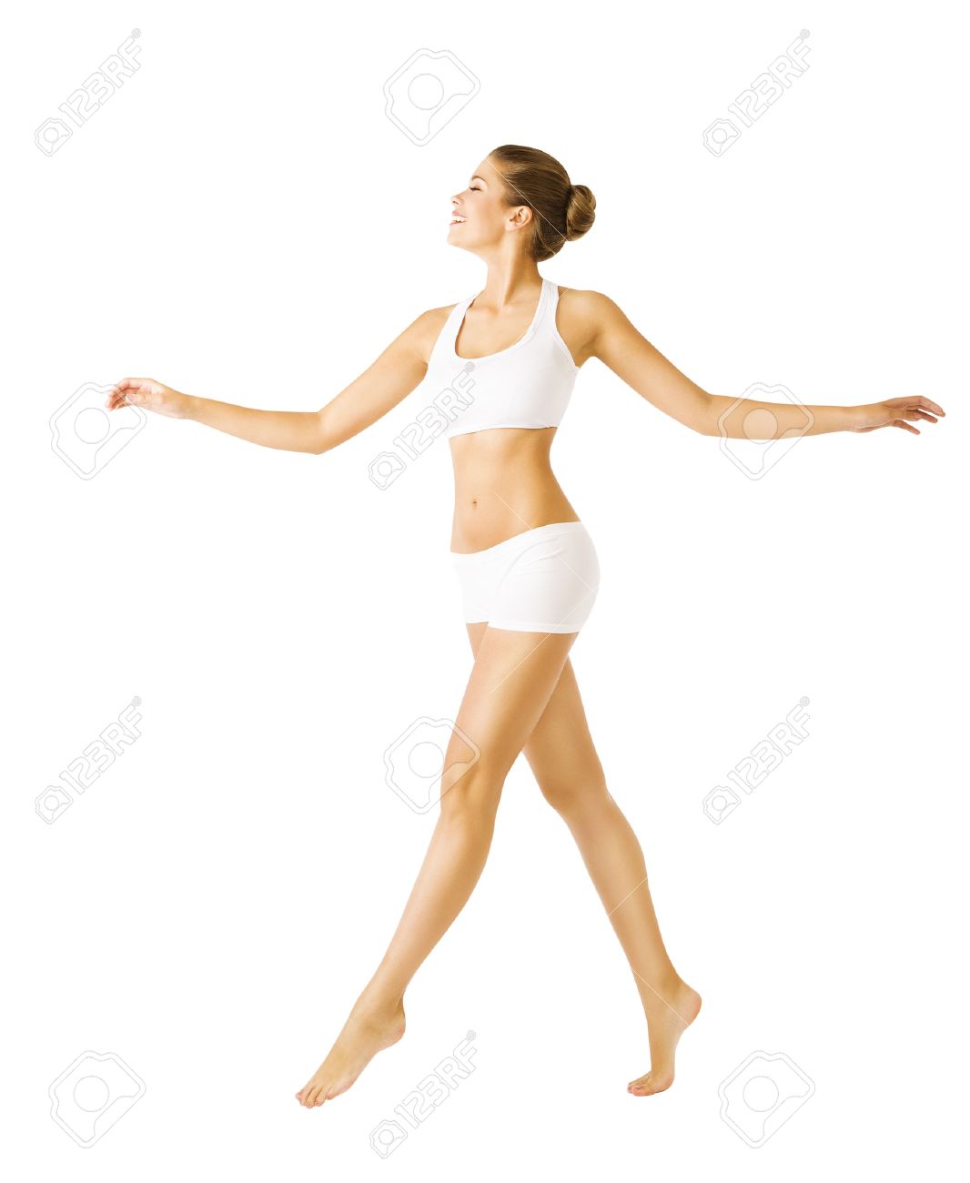 Woman Walking Side View, Sexy Girl in Cotton Underwear, People on White - 45882285 Woman Walking Side View, Sexy Girl in Cotton Underwear, People on White - 45882285
