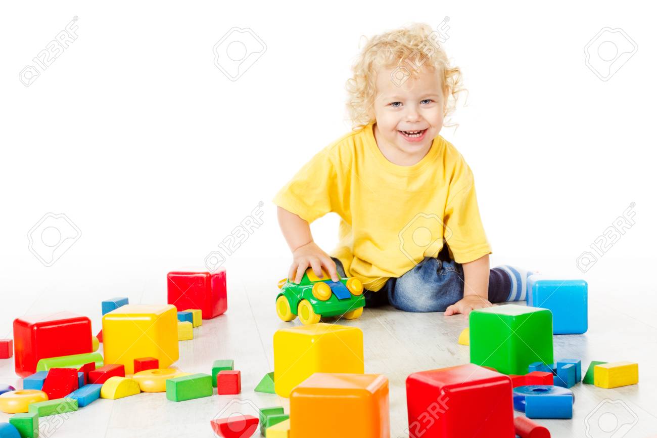 toddler building bricks