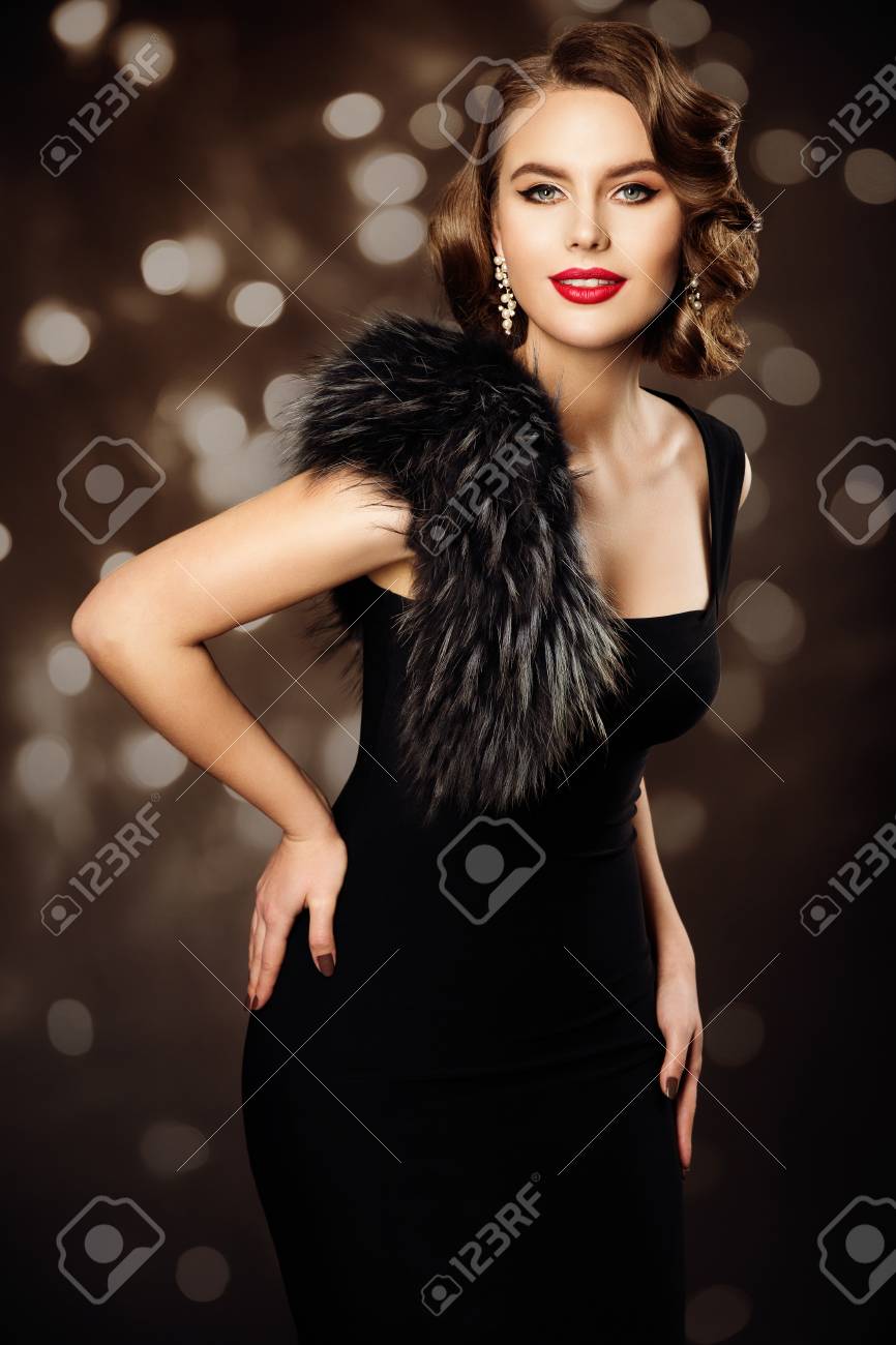 Retro Fashion Model Hairstyle Makeup Woman Old Fashioned Beauty