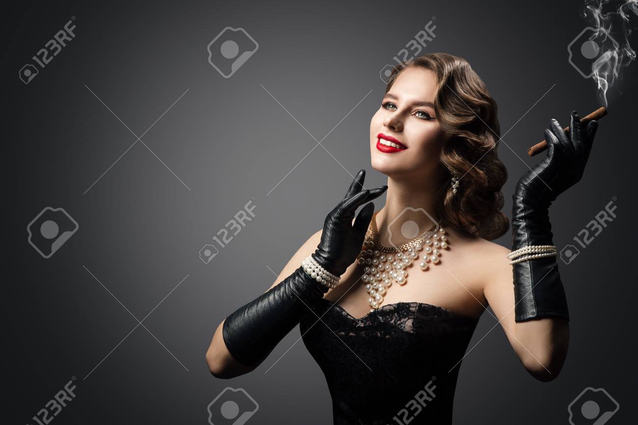 Smoking In Long Leather Gloves Smoking In Long Leather Gloves