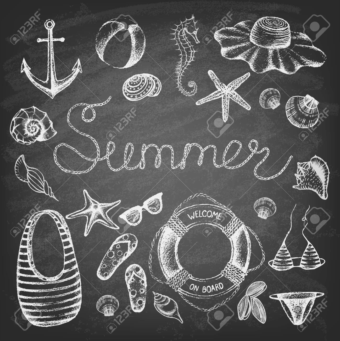 Summer Set Hand Drawn Retro Icons Summer Beach Set On Chalkboard Vintage Style Vector Illustration Royalty Free Cliparts Vectors And Stock Illustration Image Summer Set Hand Drawn Retro Icons Summer Beach Set On Chalkboard Vintage Style Vector Illustration Royalty Free Cliparts Vectors And Stock Illustration Image