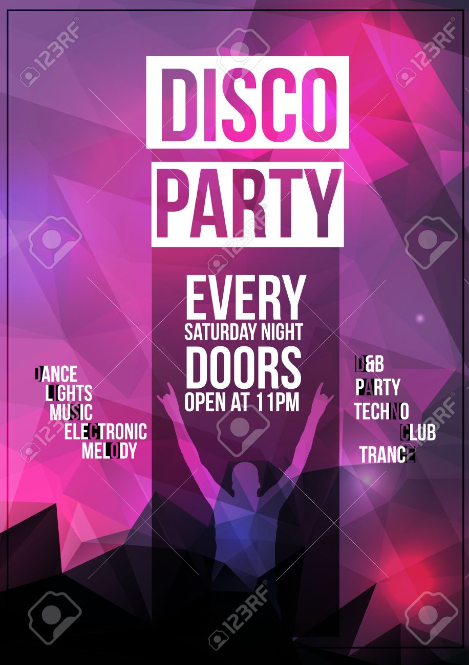 disco party flyer background template with disco ball illustration