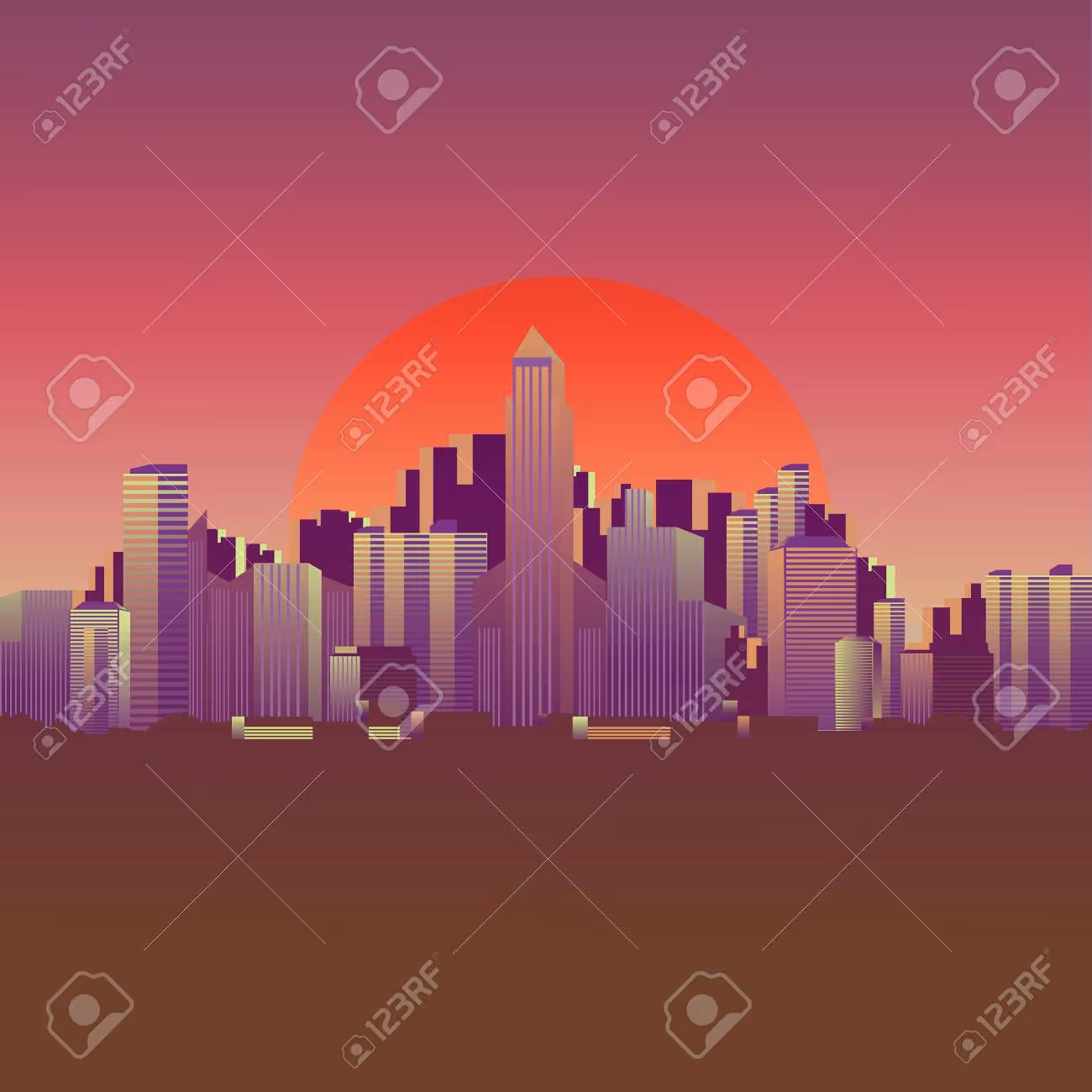 Simple City skyline - Vector Illustration - 68036985 Simple City skyline - Vector Illustration - 68036985