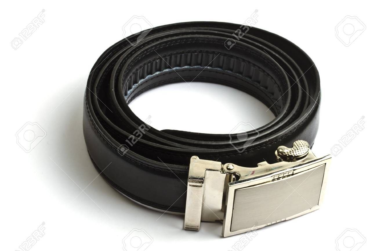 Black leather belt isolated on white background - 7911881 Black leather belt isolated on white background - 7911881
