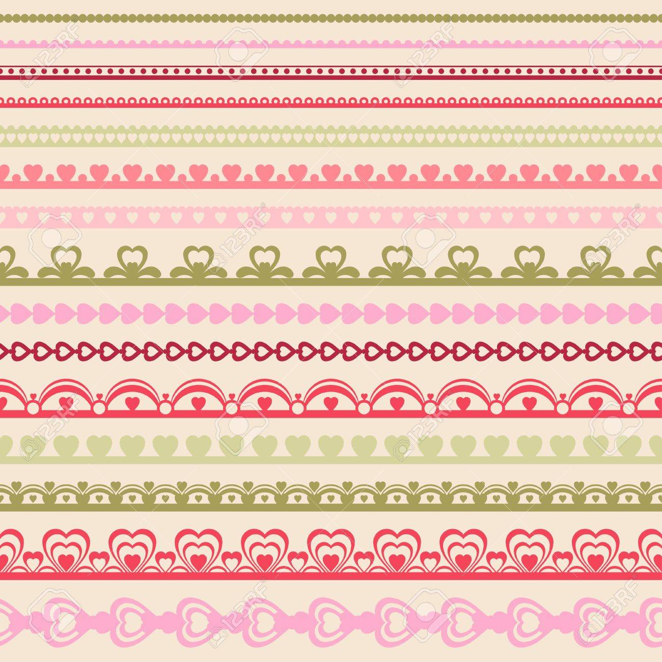 手描きレース ペーパー パンチの罫線のセット のイラスト素材 ベクタ Image