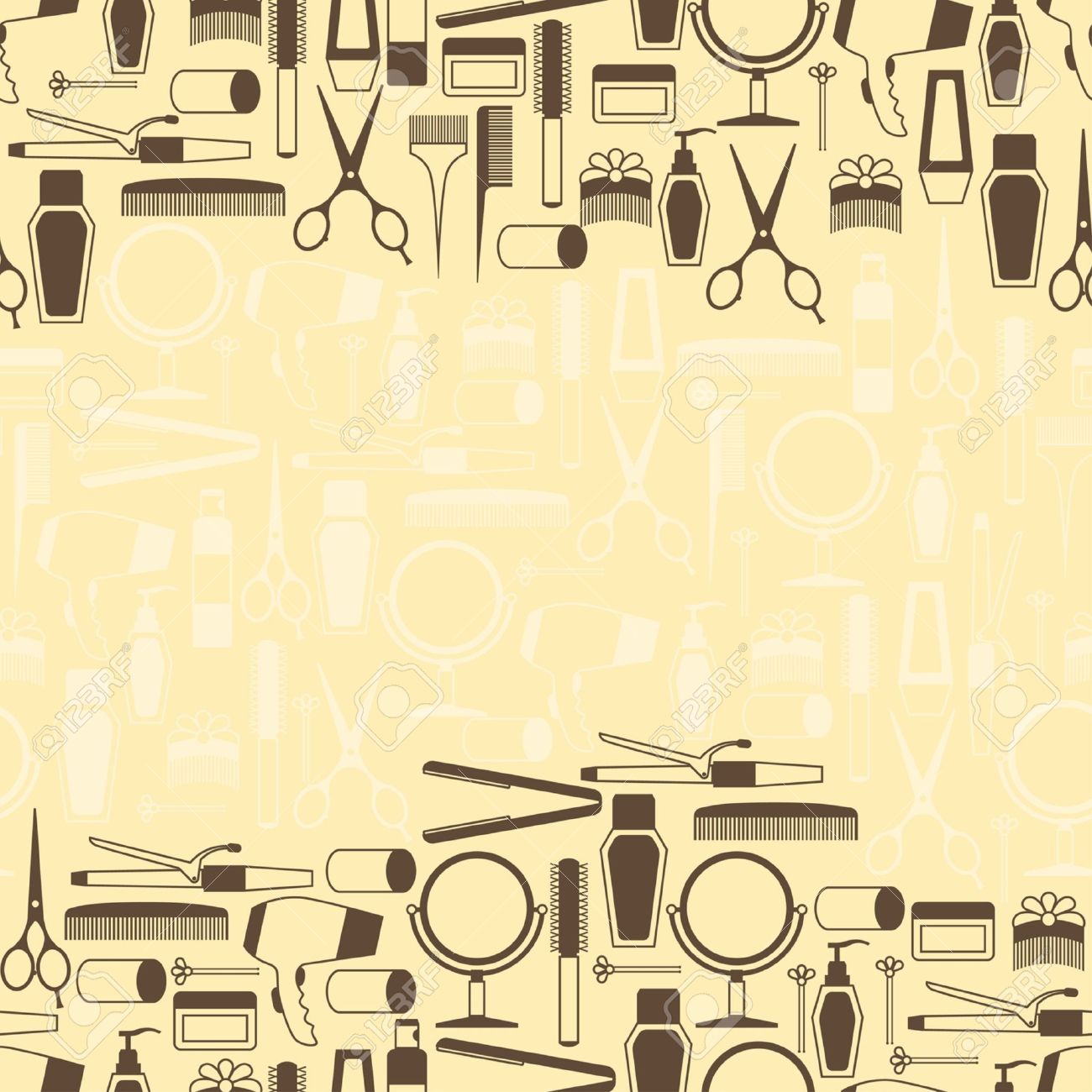 hairdressing tools seamless pattern in retro style royalty free