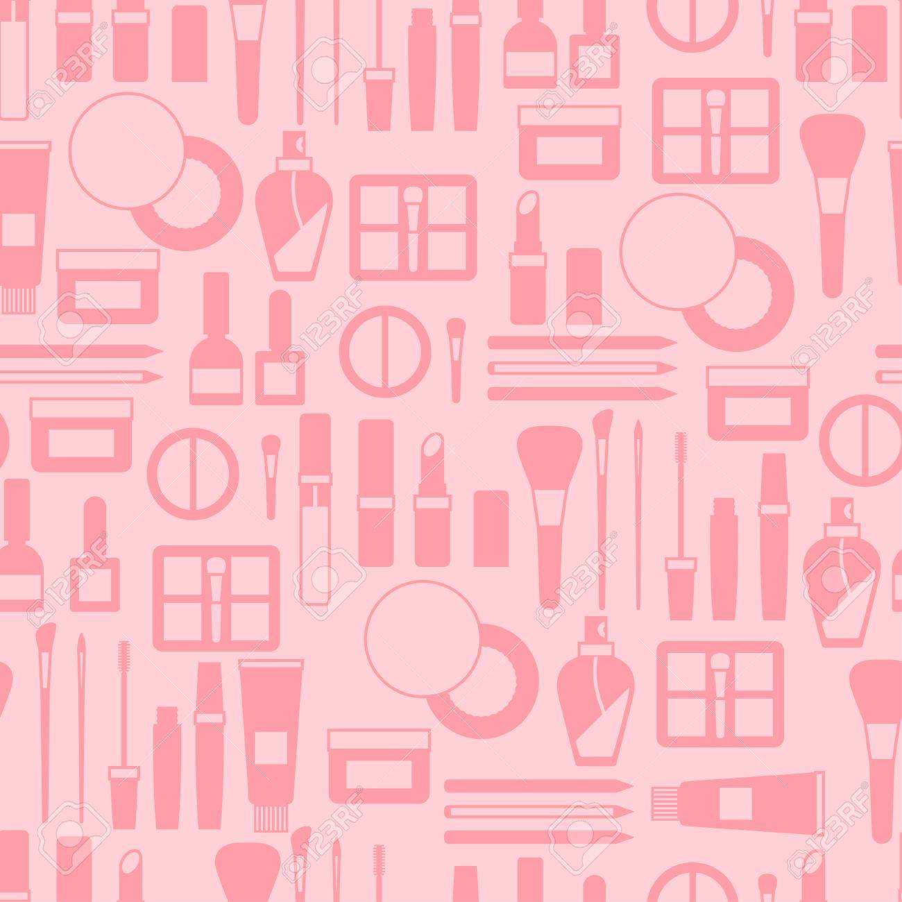 Seamless Background With Cosmetics Icons Royalty Free Cliparts Vectors And Stock Illustration Image