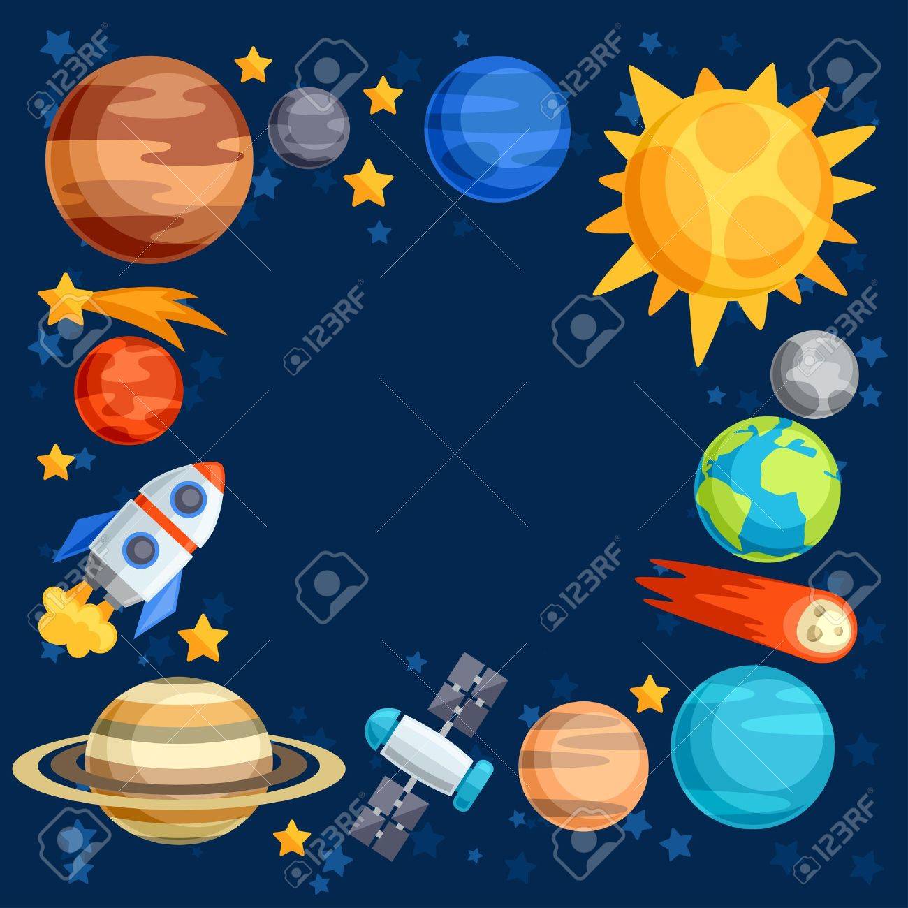 太陽系 惑星や天体の背景 のイラスト素材 ベクタ Image