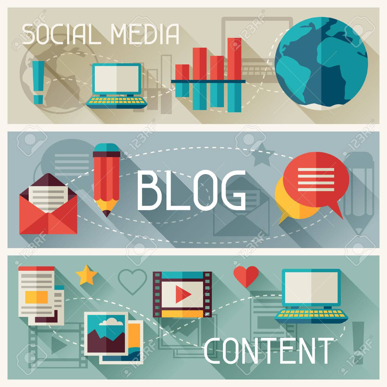 メディアやバナーのブログ アイコンでデザインを設定 のイラスト素材 ベクタ Image