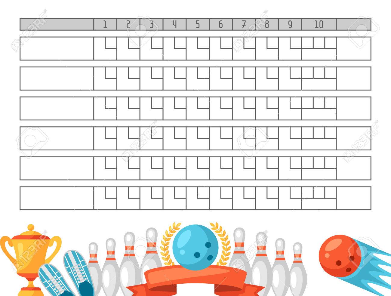Bowling Score Sheet. Blank Template Scoreboard With Game Objects. Royalty Free SVG, Cliparts, Vectors, and Stock Illustration. Image 53412876. bowling-score-sheet-blank-template-scoreboard-with-game-objects-royalty-free-svg-cliparts-vectors-and-stock-illustration-image-53412876