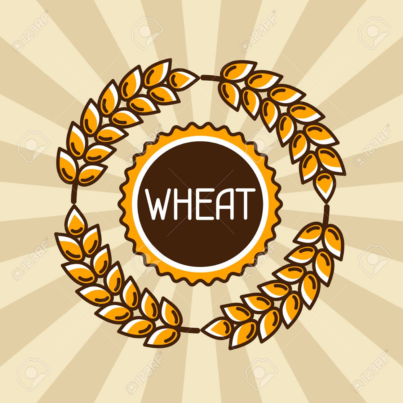 Emblem with wheat. Agricultural image natural golden ears of barley or rye. Objects for decoration bread packaging, beer labels. - 56391950 Emblem with wheat. Agricultural image natural golden ears of barley or rye. Objects for decoration bread packaging, beer labels. - 56391950