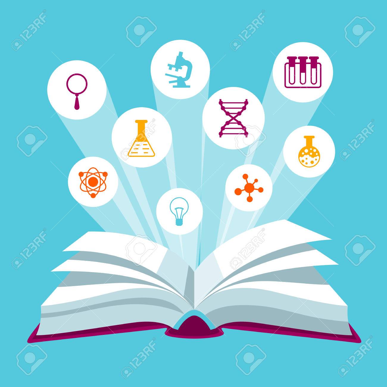 open book concepr with education icons illustration for schools education illustration