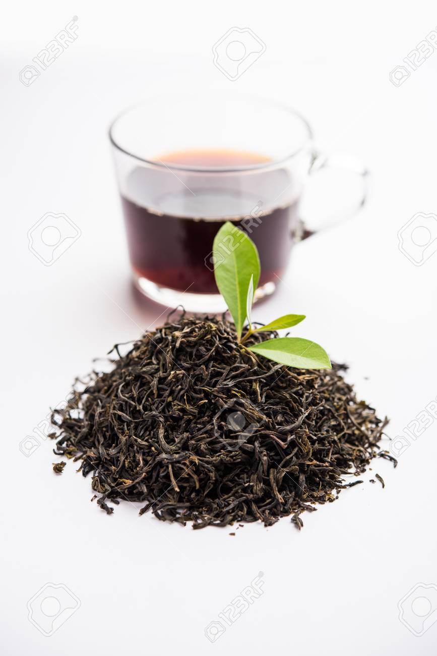 Black Tea Powder Or Dry Dust With Or Without Green Leaf And Served Stock Photo Picture And Royalty Free Image Image