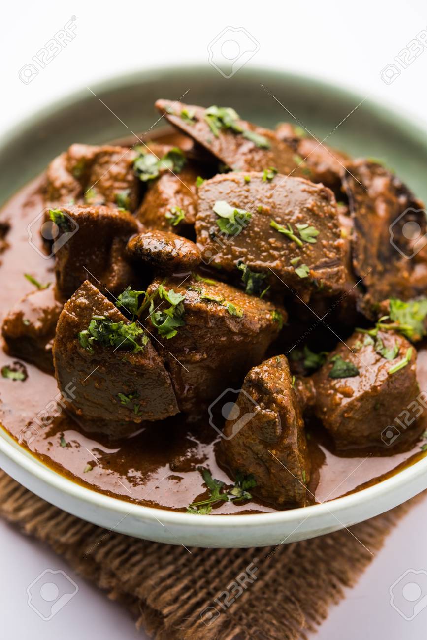 Mutton Liver Fry Or Kaleji Masala Popular Non Vegetarian Recipe From India And Pakistan Served Dry Or With Curry In A Bowl Karahi Or Plate Stock Photo Picture And Royalty Free Image