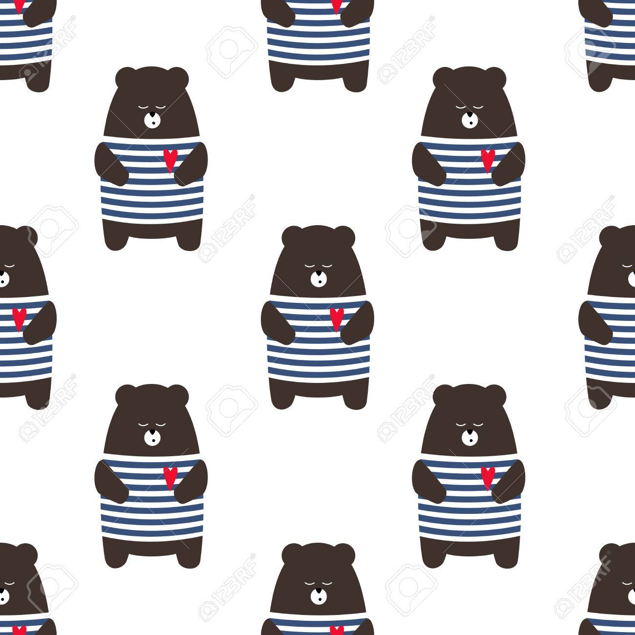 フランス風熊シームレス パターン かわいい漫画パリ テディベアはベクトル イラストです 子スタイルの動物背景を描画します デザイン 生地繊維など の イラスト素材 ベクタ Image