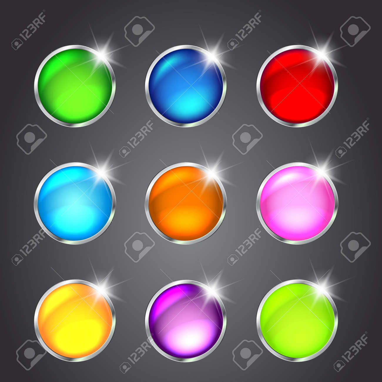 set of glossy button