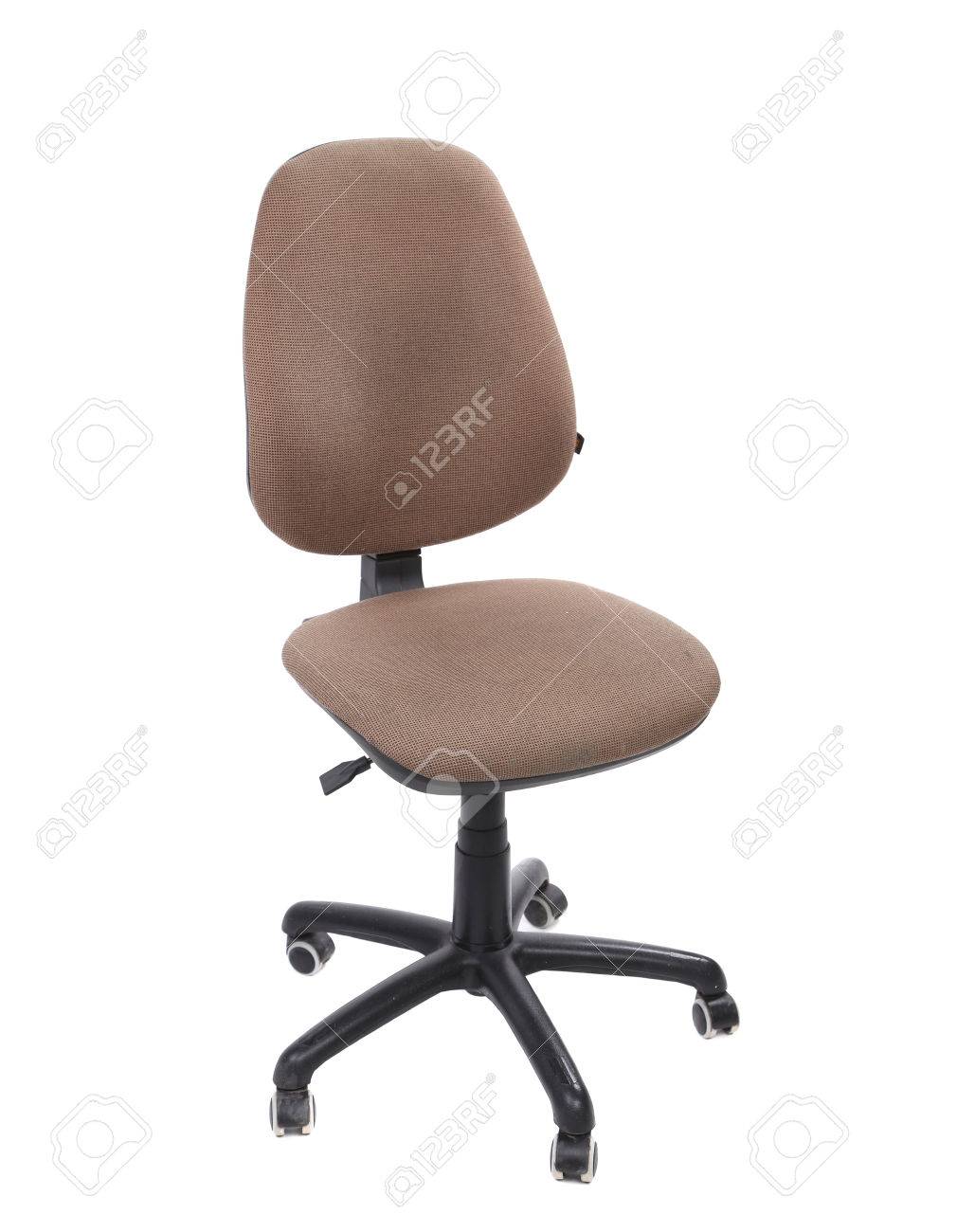 beige color office chair. isolated on a white . stock photo beige color office chair. isolated on a white . stock photo