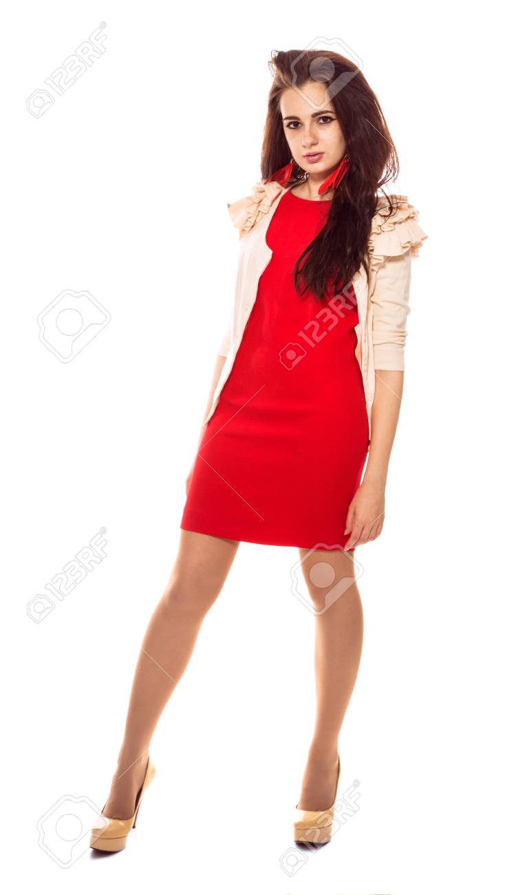 red dress and yellow shoes