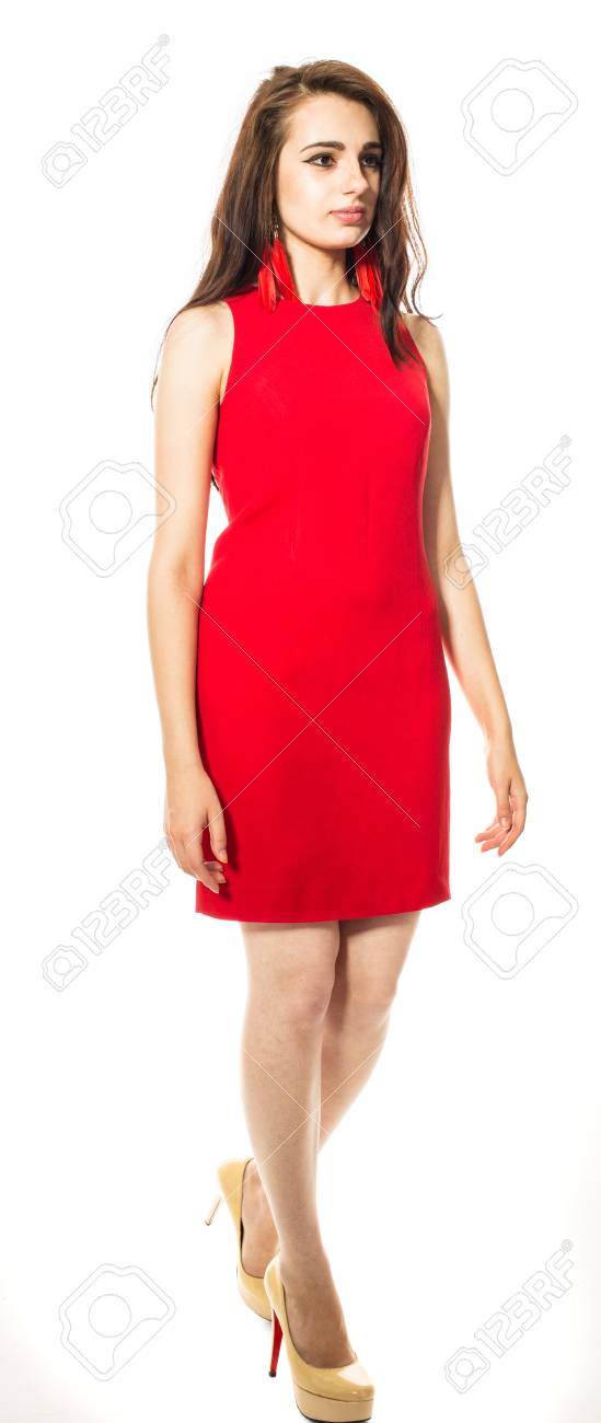 red dress and yellow shoes
