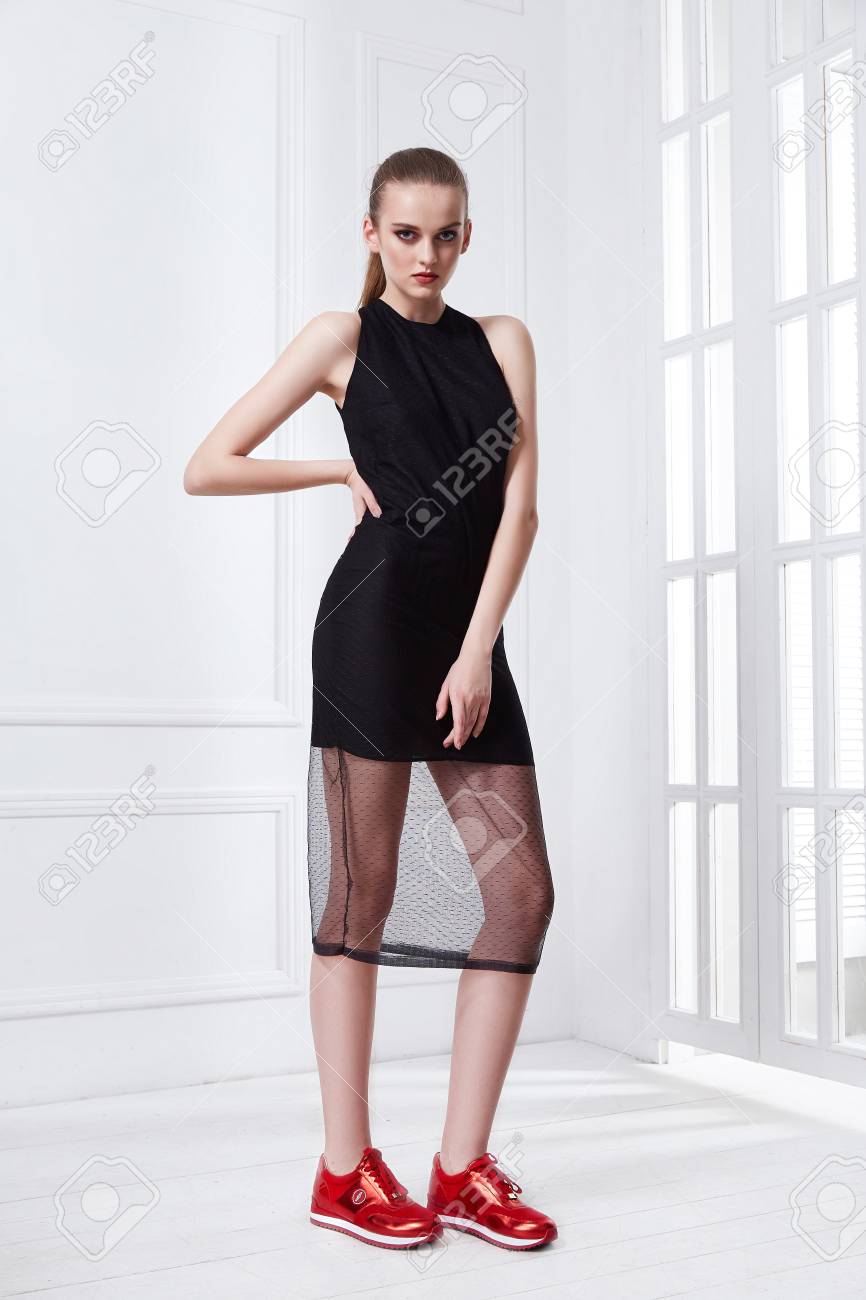 Beautiful Sexy Young Business Woman Brunette Hair Evening Makeup