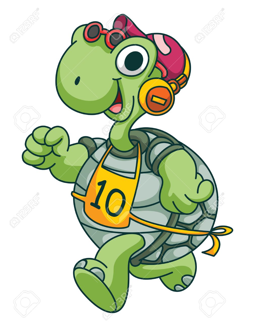Course A Pied Tortue Drole De Bande Dessinee Clip Art Libres De Droits Vecteurs Et Illustration Image