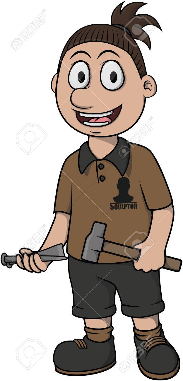 彫刻家ベクトル漫画イラストのイラスト素材 ベクタ Image