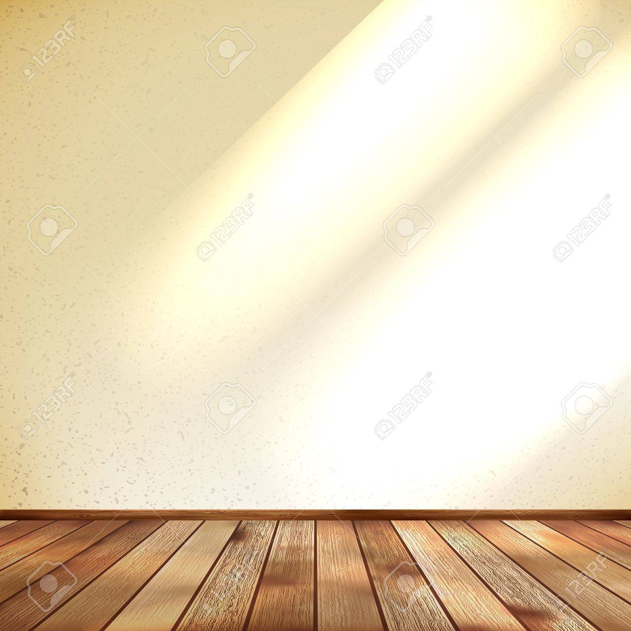 空のベージュの壁と木の床の部屋 のイラスト素材 ベクタ Image