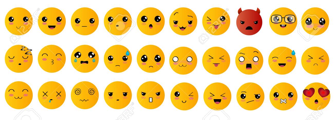 Web 用絵文字や顔文字のアイコンを設定します のイラスト素材 ベクタ Image