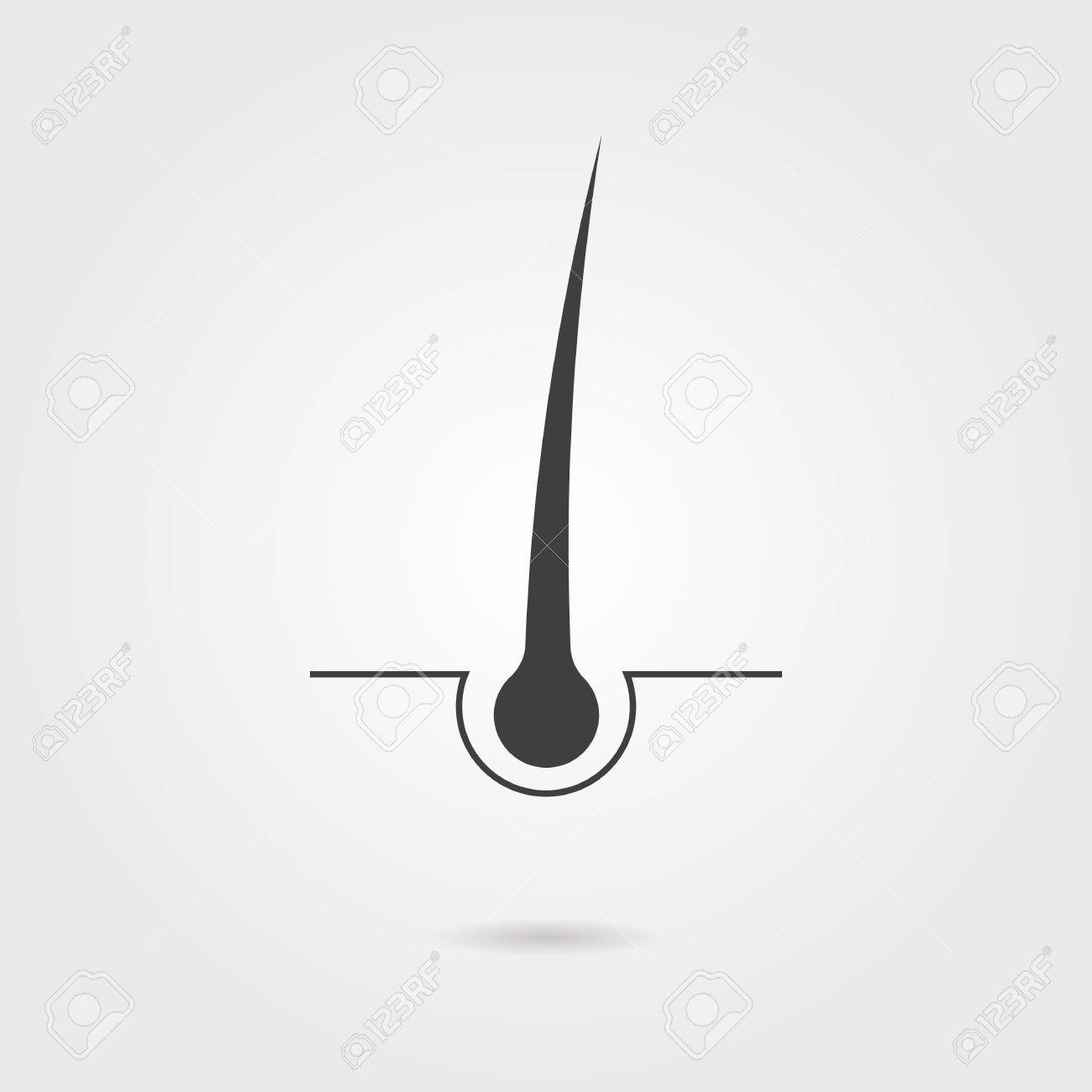 黒い毛の影とアイコン 髪のケアと健康的なライフ スタイルのコンセプトです スタイリッシュなグレーの背景上に分離 トレンディな近代的なベクトル イラスト のロゴのイラスト素材 ベクタ Image