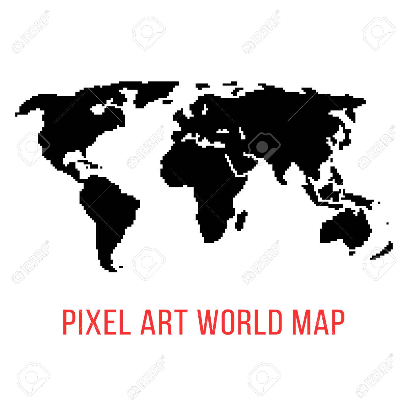 Avoir Images Carte Du Monde Noir En Pixel Art Concept De Lieux 8bit Jeux actualisé par