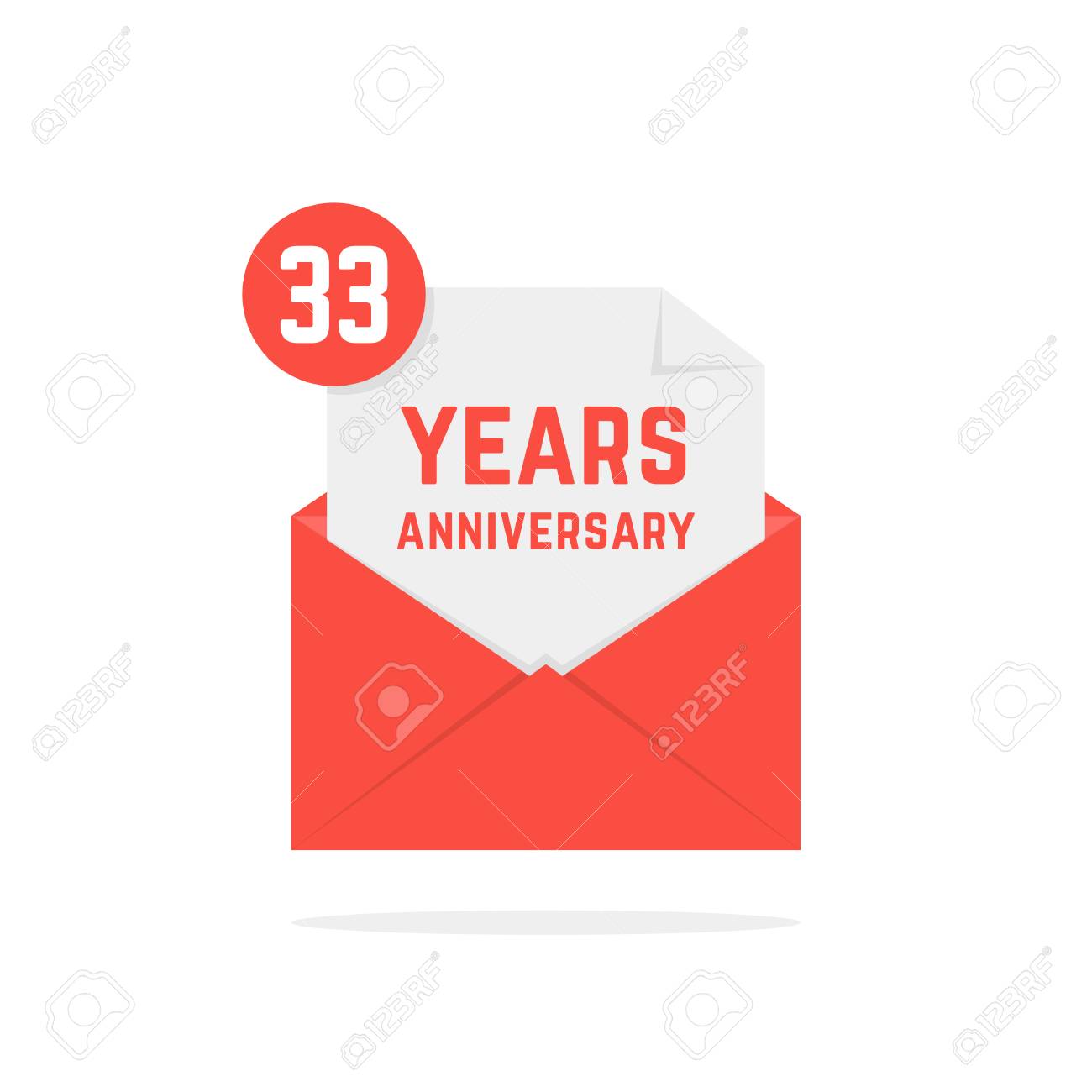 Icone Anniversaire 33 Ans En Lettre Ouverte Rouge Clip Art Libres De Droits Vecteurs Et Illustration Image