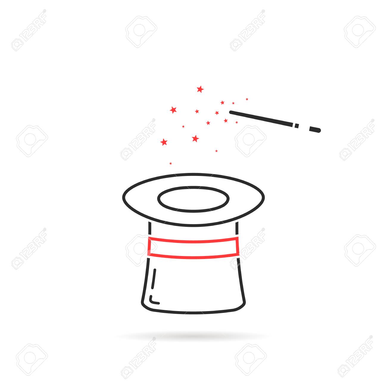 逆さ画像で妄想 白に細い線反転魔法の帽子のアイコン。小さな子供のための誕生日パーティーや魔法のパフォーマンスと妄想とスタントで楽しいお祝いの創造的な表現の抽象的なアイデアのイラスト素材・ベクター  Image 91680537