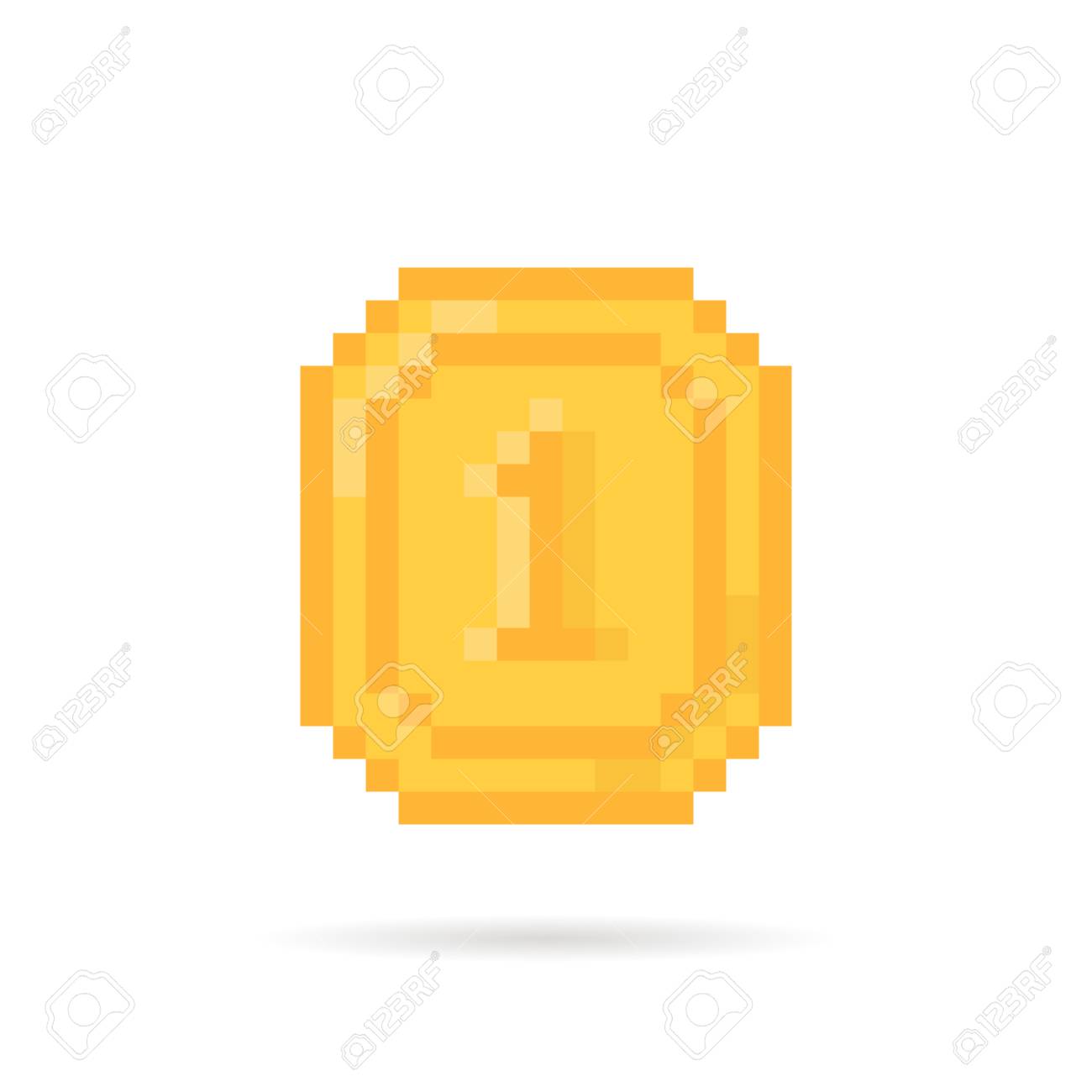 비디오 게임용 황금 픽셀 아트 동전 돈 로열티 무료 사진, 그림, 이미지 그리고 스톡포토그래피. Image 115603036