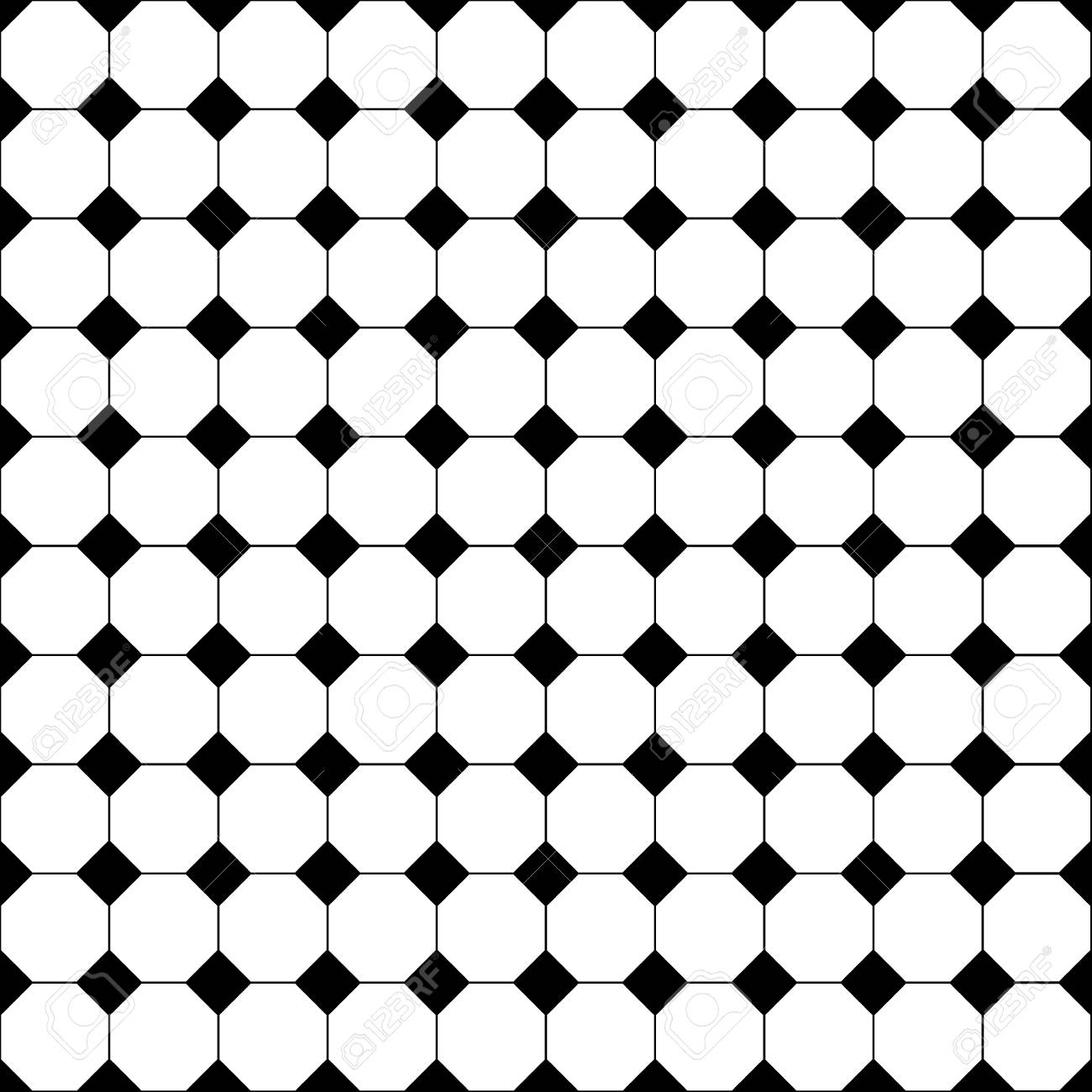 Vintage Black And White Tiles Diagonal Chequerwise Squares Vector