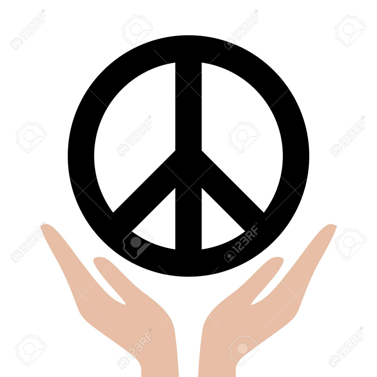 世界のシンボル。男の手にある平和の象徴のイラスト素材・ベクター