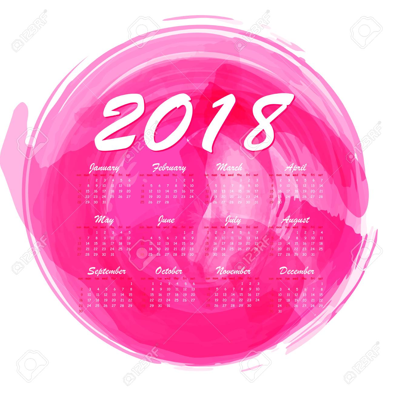2018 watercolor abstract monthly calendar background stock photo calender backround