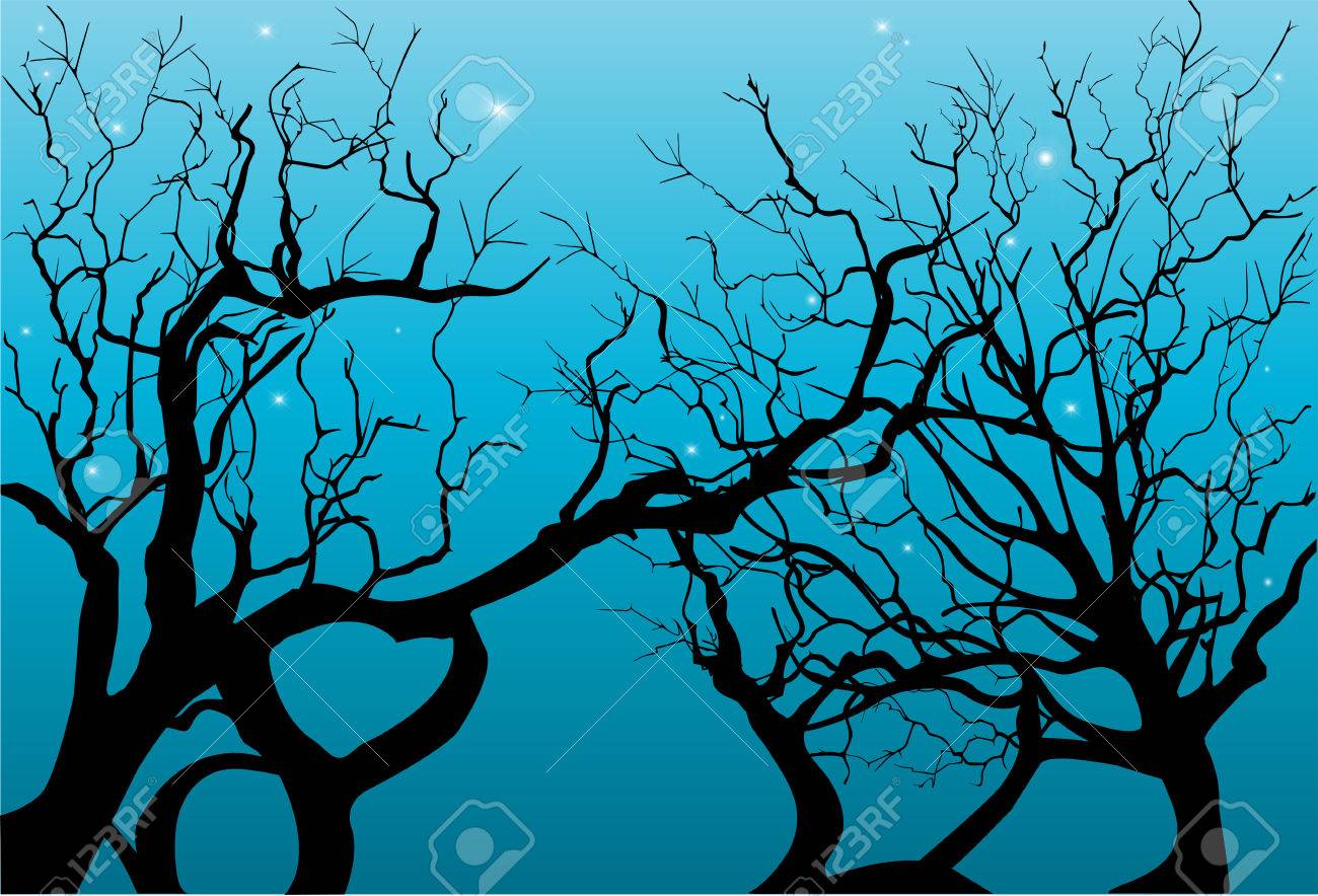 夜の木シルエットのイラスト素材・ベクター Image 43327744
