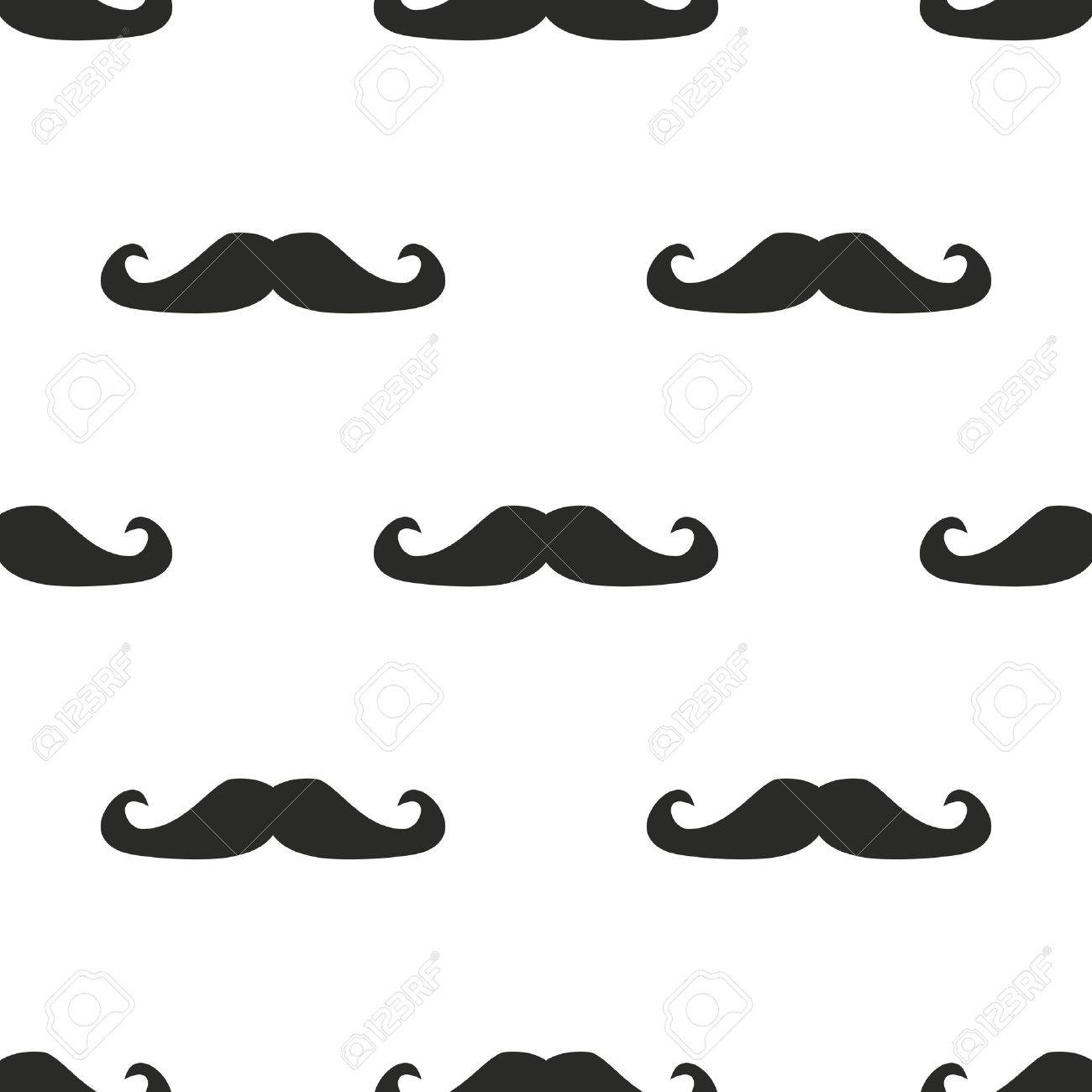 シームレスなパターン 背景または白の背景に黒の巻き毛のビンテージ レトロな紳士口ひげを持つテクスチャー Web サイト デスクトップの壁紙 ブログ ウェブのデザインを実行します のイラスト素材 ベクタ Image