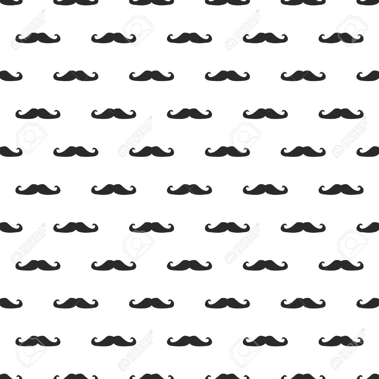 シームレスなベクター パターン 背景または白の背景に黒の巻き毛のヒップスター ビンテージ レトロな紳士口ひげを持つテクスチャー Web サイト デスクトップの壁紙 ブログ ウェブのデザインを実行します のイラスト素材 ベクタ Image